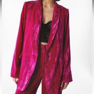 Nasty Gal Collection pink velvet blazer set